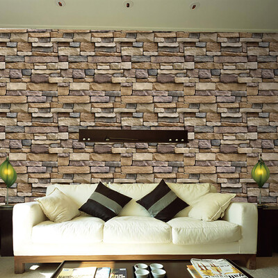 

JPGIF 3D Wall Paper Brick Stone Rustic Effect Self-adhesive Wall Sticker Home Decor