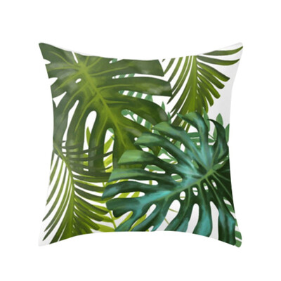 

〖Follure〗Tropical plant polyester pillowcase sofa throwing pad set home decoration