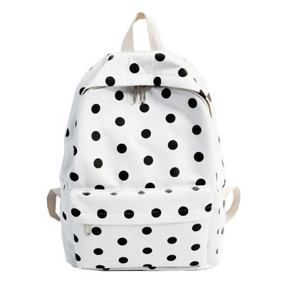 

Women Simple School Bags Travel Backpacks Cute Wave Point Canvas Knapsack