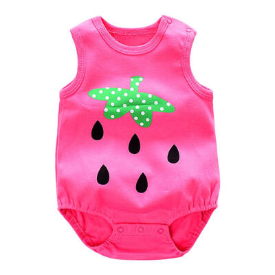 

Infant Baby Sleeveless Rompers Cartoon Cute Cotton O Neck Kids Jumpsuit