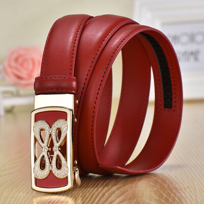 

Ladies belt drill fashion leather automatic buckle belt ladies belt Europe&America wild belt women