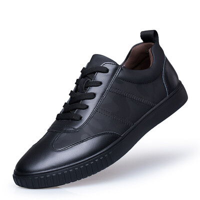 

New leather cowhide shoes mens summer breathable mens British fan simple casual tide shoes