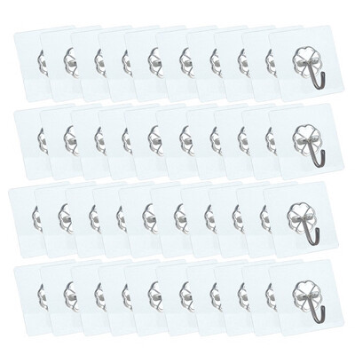 

JPGIF Hooks Self Adhesive Reusable Transparent Adhesive Towel Hooks Bathroom 40PC