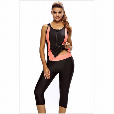

Swimwear black chest zipper with chest pad body split swim swimsuit