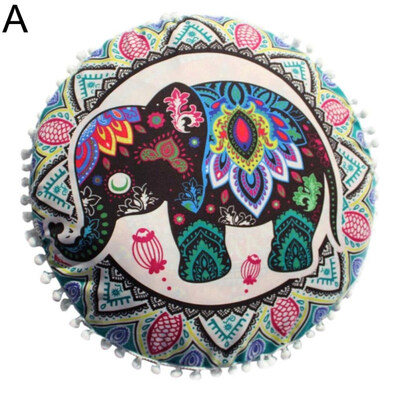 

Bohemian Round Mandala Elephant Pillow Case Cushion Cover Sofa Bedroom Car Decor