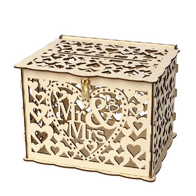 

Wedding Card Box with Lock Rustic Wood Gift Box Card Holder for Wedding Anniversary Reception Baby Shower Party