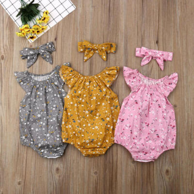 

UK Newborn Baby Girls Clothes Sleeveless Floral Romper Jumpsuit Outfits 0-24M