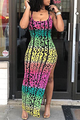 

Women Summer Boho Long Maxi Dress Sexy Strap Split Party Cocktail Beach Sundress