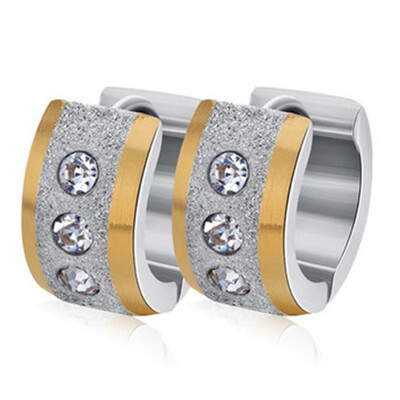 

Stainless Steel Small Circle Earrings Paved Shiny CZ Punk Rock Hoop Earrings for Women or Men Couple Silver Earring Jewelry