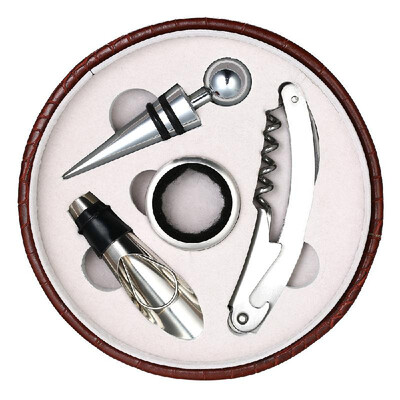 

4pcsset Wine Bottle Opener 4 Piece Gift Set with Wine Stopper & Corkscrew Remover & Pourer & Wine Bottle Drop Ring House Warming