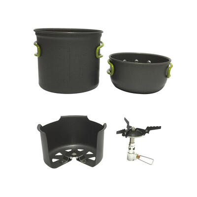

1-2 Persons Outdoor Camping Hiking Cookware Folding Pot Bowl Stove Set
