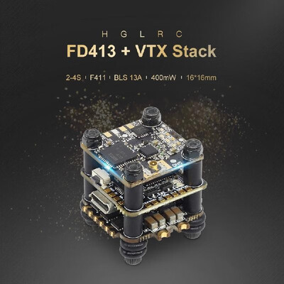 

HGLRC FD413-VTX STACK Combined with 16x16 2-4S F411 Flight Controller FD Micro VTX&FD13A BLS 4in1 ESC for FPV Racing Drone