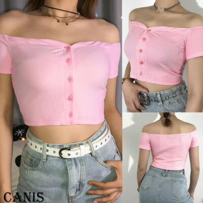 

Women Summer Casual Blouse Gym Sports Slim Sportswear Crop Tank Top T-Shirt Tee