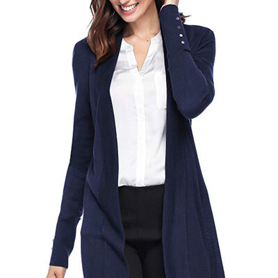 

Toponeto Ladies Knitted Cardigan With Long Sleeves In Plain Color Button Outwear Coat