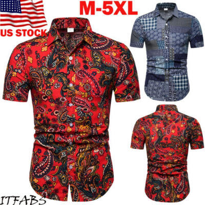 

Fashion Mens Summer Casual Dress Shirt Mens Floral Short Sleeve Shirts Tops Tee