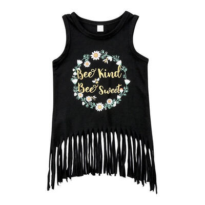 

Fashion Baby Kids Girls Toddler Flower Tassel Tops Sleeveless T-shirt Shirt 1-6T