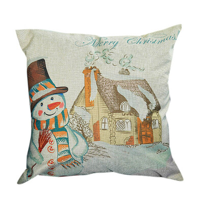 

Tailored Merry Christmas Print Pillowcase Linen Cotton Sofa Cushion Cover Home Decor