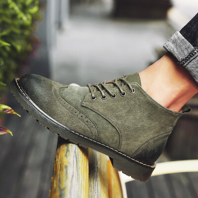 

Le Martin short boots mens British wind high to help color versatile tooling boots personality outdoor leisure desert boots tide