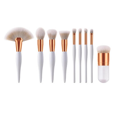 

9pcs Soft Hair Wood Handle Eye Shadow Fan Flat Shape Makeup Brushes Set Kit
