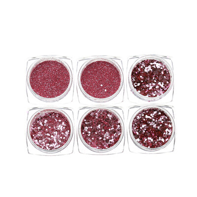 

6pcs Shiny Nail Glitter Powder Red Pink Purple Nail Sequins Manicure Nail Art Decoration Z1R5L4M9