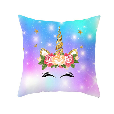 

Cute Rainbow Unicorn Pillow Printed Bed Sofa Cartoon Throw Pillow Case Cushion Cover