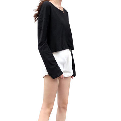 

Fashion Autumn Women T-Shirt Long Sleeve Solid Backless Pullover Crop Tops