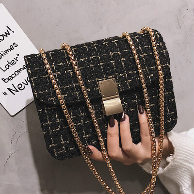 

Ins chain bag woman 2019 new female bag fashion single shoulder oblique bag plaid square bag