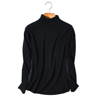 

Fashion Women Warm Heating Tops T-shirt Fleeces Mock Turtleneck Long Sleeves Solid Stretch Elegant Shirts Pullovers Casual Tops
