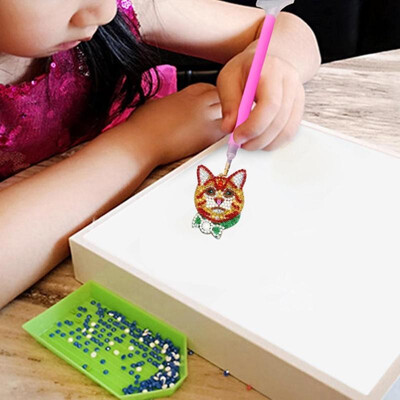 

4pcs DIY Diamond Painting Keychain Special-shaped Full Drill Cat Ornament