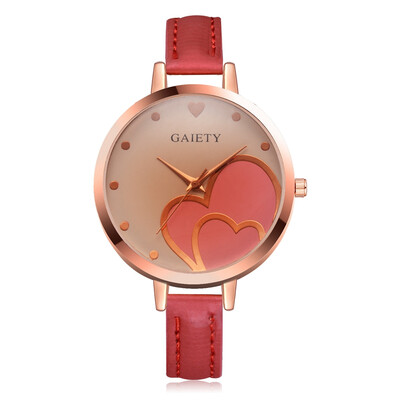 

GAIETY Women\s Peach Heart Small PU Band Wrist Watch G521