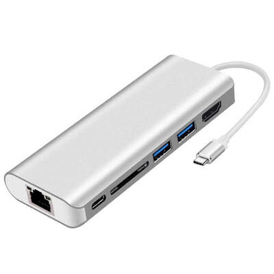 

1603 Type-C To HDMI RJ45 2 USB30 Hub Adapter - Silver