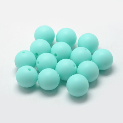 

Food Grade Environmental Silicone Beads Chewing Beads For Teethers DIY Nursing Necklaces Making Round Cyan 12mm Hole 2mm