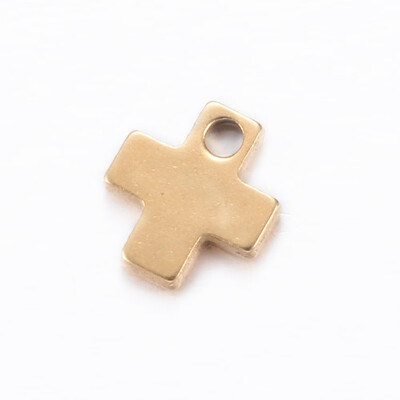 

304 Stainless Steel Charms Cross Golden 6x5x1mm Hole 1mm