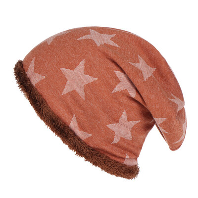 

Tailored Fashion Women Pentagram Printed Velvet Keep Warm Winter Wool Knitted Hat Cap