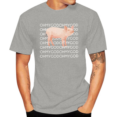 

Toponeto Summer Mens Fashion Oh My God Pig T-Shirt Funny Pig Graphic Tee Shirt Casual