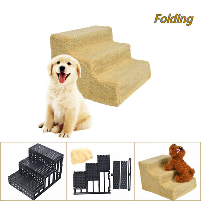 

Siaonvr Pet Stairs 3 Step Pets Ramp Cat Dog Ladder With Washable Cover