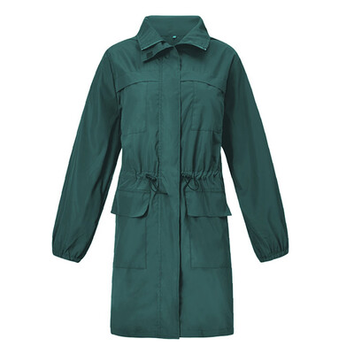 

〖Follure〗Womens Solid Rain Jacket Outdoor Hoodie Waterproof Windproof Long Coat Outwear