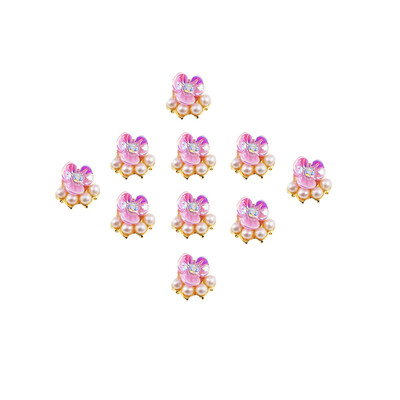 

Toponeto 10 X Peach Flowers Nail Beads Nail Art Decorations Metal Manicure DIY Nail Tips