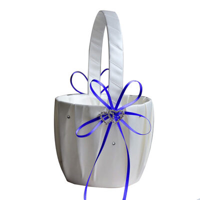 

Double Heart Rhinestone Satin Ribbons Bowknot Wedding Flower Basket Home Decor