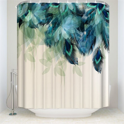 

Watercolor Decor Shower Curtain Peacock Feather Pattern Waterproof Polyester Fabric Bathroom Shower Curtains 2 Size