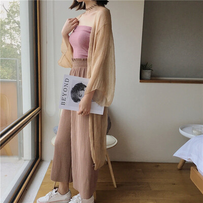 

Womens Comfy Thin Fabric Chiffon Kimono Sexy Beach Long Blouse Summer Solid Long Sleeve Cardigan Comfortable Airy Elegant Shirt