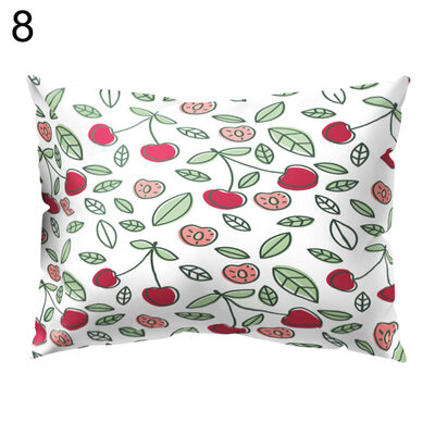 

Cute Cherry Printed Rectangle Throw Pillow Case Cushion Cover Home Car Decor