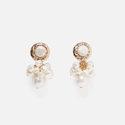 

AOTEMAN Fashion round Pearl Flower stud Earrings For Women Wedding Party Girl Geometric Statement Earrings boho ZA Jewelry