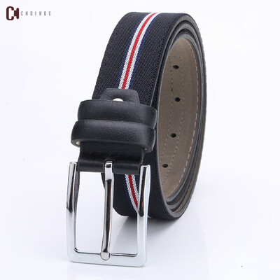 

Belt men canvas pin buckle new contrast color pinstripe casual wild decoration unisex belt