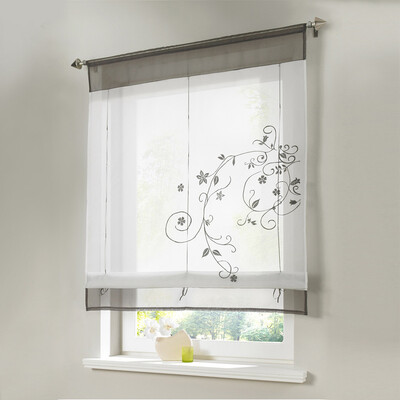 

Gobestart Newest Roman Blinds Embroidery Tulle Short Shade Pastoral Room Window Curtain