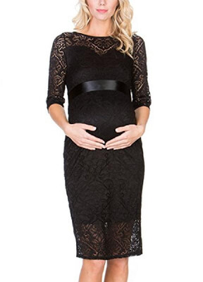 

Summer Gorgeous Lacy Round-neck Line Comfy Maternity Dress