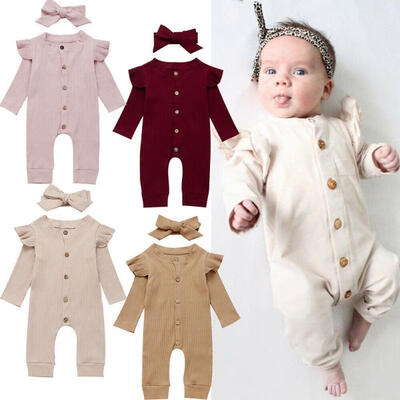 

Newborn Baby Girl Boy 2PCS Autumn Clothes Set Knitted Romper Jumpsuit Outfits
