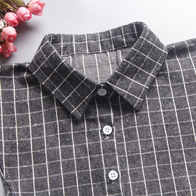 

Nomeni Women Plaid New Blouse False Collar Clothes Shirt Detachable Collars