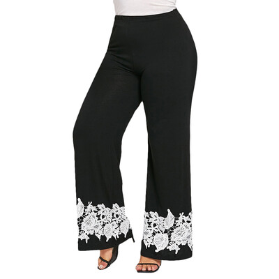 

Plus Size Appliqued Floral Palazzo Pants