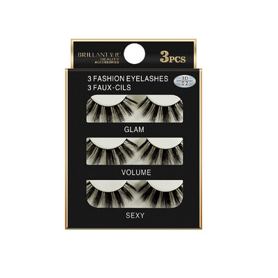

Gobestart 3 Pairs 3D Long False Eyelashes Makeup Natural Fake Thick Black Eye Lashes